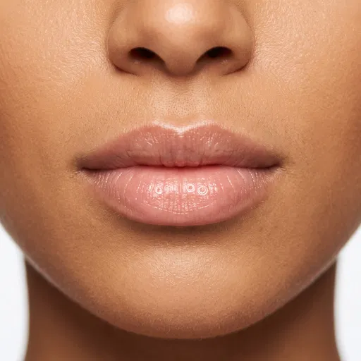 Macro Close-Up of Hydrated Glossy Lips