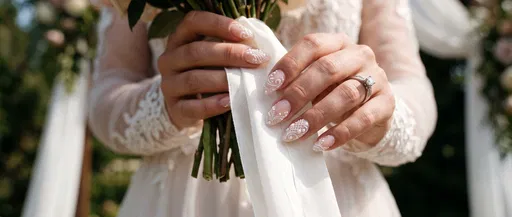 Bride Hands With Lace Nail Art
