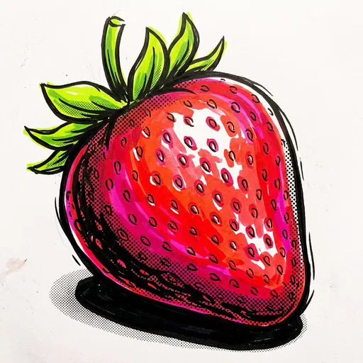 Pop Art Marker Drawing of Strawberry