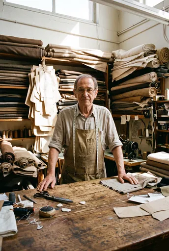 Older Tailor in Sunlit Workshop