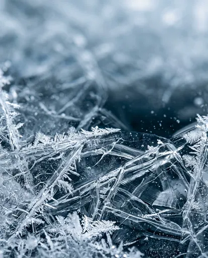 Macro Shattered Ice and Frost Crystals