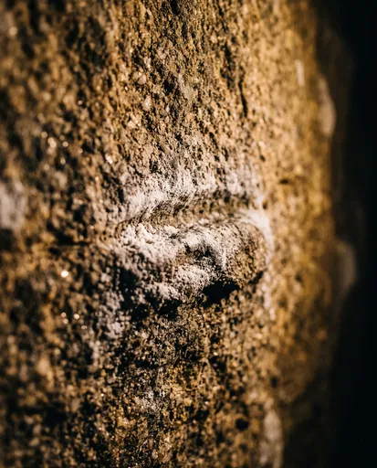 Macro Close-Up of Chalked Gritstone Climbing Hold