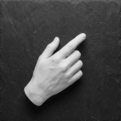 White Plaster Hand Pointing on Slate