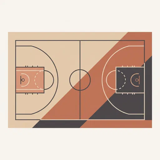 Minimalist Geometric Basketball Court Top View Illustration