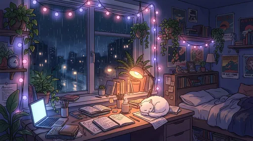 Cozy Lo-Fi Bedroom With Sleeping Cat
