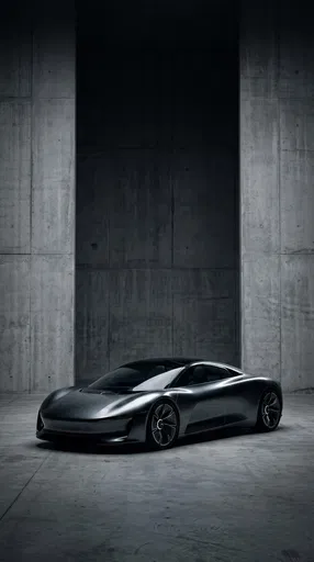 Futuristic Gunmetal Concept Car in Studio