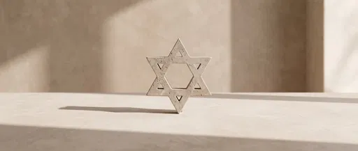 Minimalist Limestone Star of David Sculpture