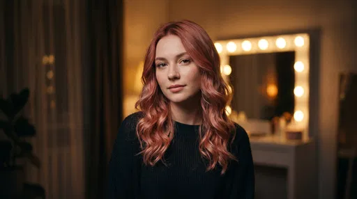 Woman With Rose Gold Wavy Hair