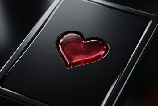 Matte Black Card With Ruby Heart
