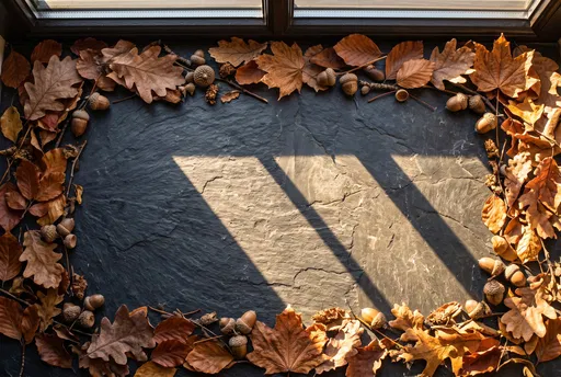 Autumn Leaves Frame on Dark Slate