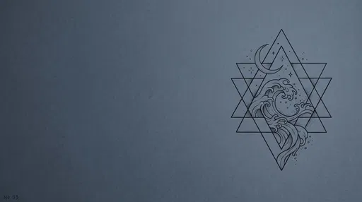 Geometric Wave and Moon Tattoo Design