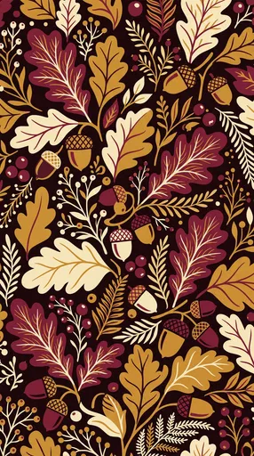 Autumn Oak Leaves and Acorns Pattern