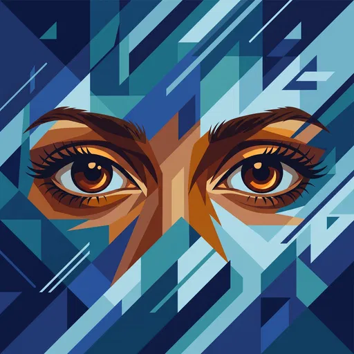 Geometric Illustration of Dark Brown Eyes