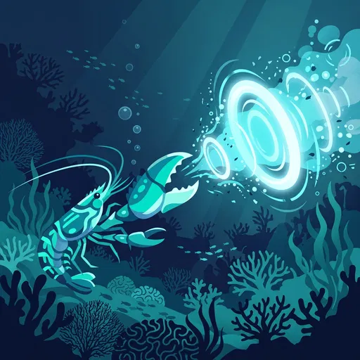 Pistol Shrimp Firing Sonic Shockwave Illustration