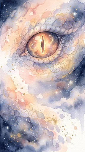 Celestial Serpent Eye Watercolor Illustration