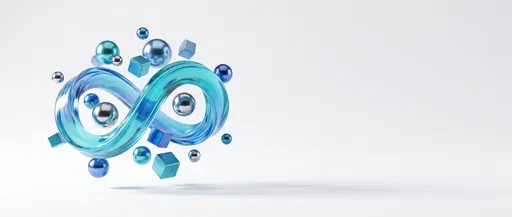 3D Blue Infinity Loop with Geometric Shapes
