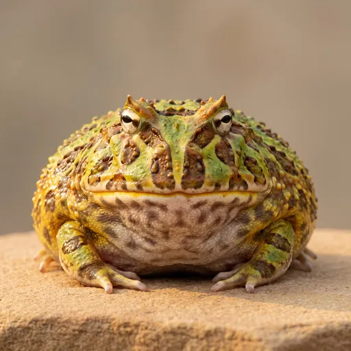 Grumpy Round Pacman Frog Portrait