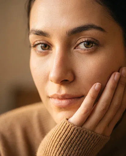 Close-Up Portrait of Woman in Warm Light