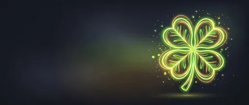 Glowing Neon Four Leaf Clover Banner