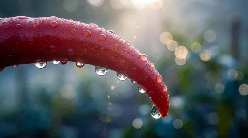Macro Red Chili Pepper With Dew Drops