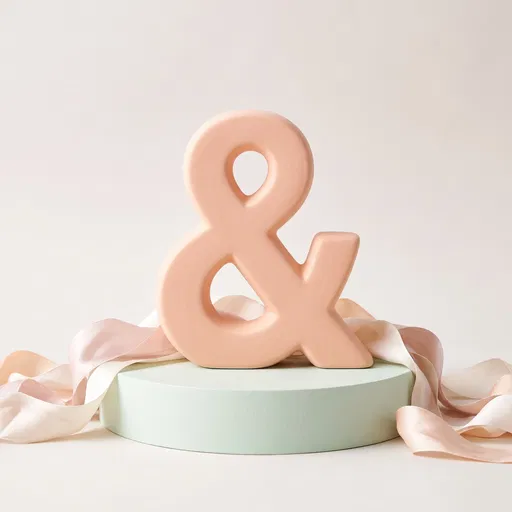 Pastel Peach Ceramic Ampersand on Plinth