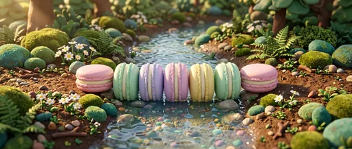 Pastel Macaron Bridge Over Miniature Stream