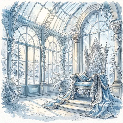 Watercolor Winter Palace Throne Illustration