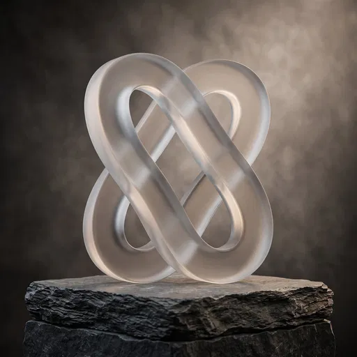 Frosted Glass Interlocking Emblem on Slate