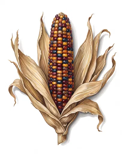 Multicolored Flint Corn Gouache Illustration