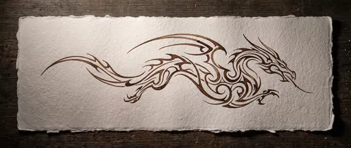 Tribal Dragon Ink Drawing on Paper
