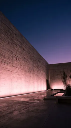 Modern Concrete Courtyard with Pink Lighting