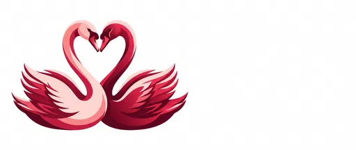 Crimson and Blush Swans Forming Heart