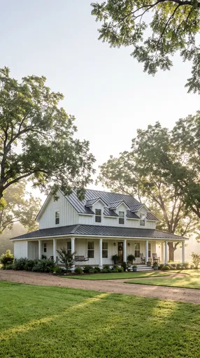 White Texas Farmhouse in Morning Light
