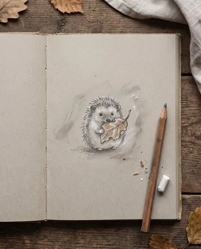 Hedgehog Sketch in Toned Paper Notebook