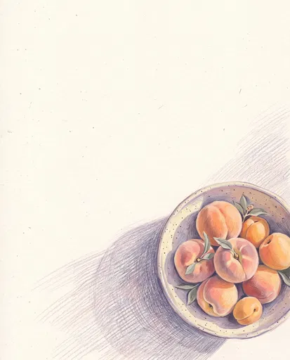 Colored Pencil Peaches and Apricots Bowl