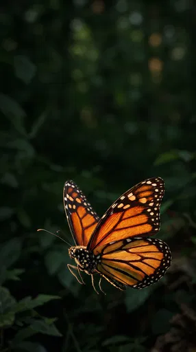 Monarch Butterfly in Mid-Flight