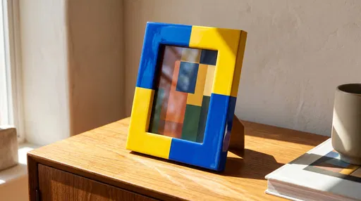 Blue and Yellow Lacquered Picture Frame