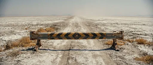Weathered Barrier on Barren Salt Flat