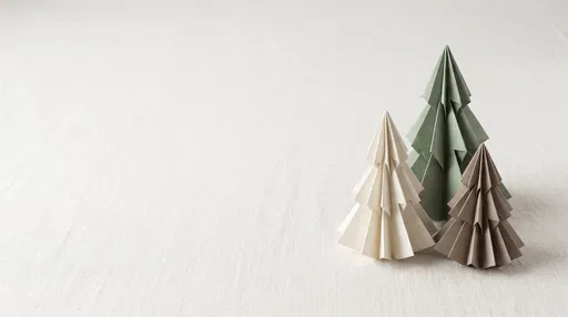 Minimalist Origami Christmas Trees on Linen