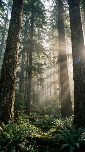 Sunlight Rays in Old Growth Pine Forest