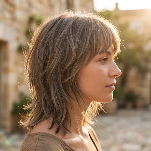 Woman Profile With Layered Shag Haircut