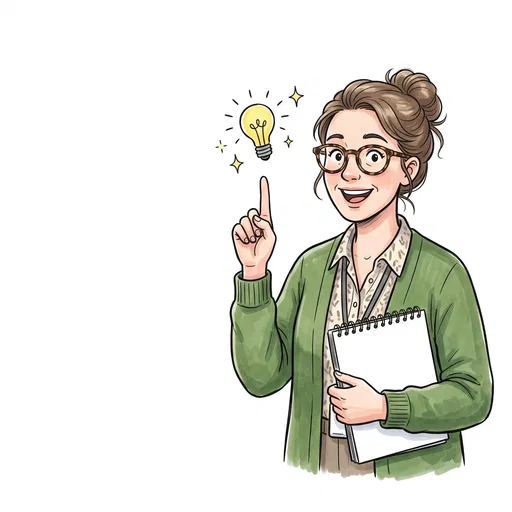 Teacher With Glasses Having Bright Idea