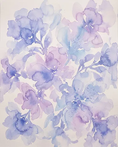 Pastel Periwinkle and Lilac Watercolor Flowers