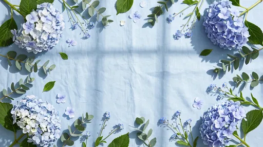 Blue Hydrangea and Eucalyptus Flat Lay Frame