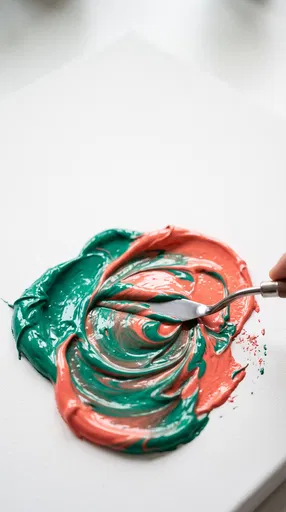 Swirling Green and Coral Acrylic Paint