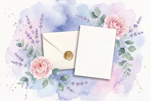 Watercolor Floral Greeting Card Mockup