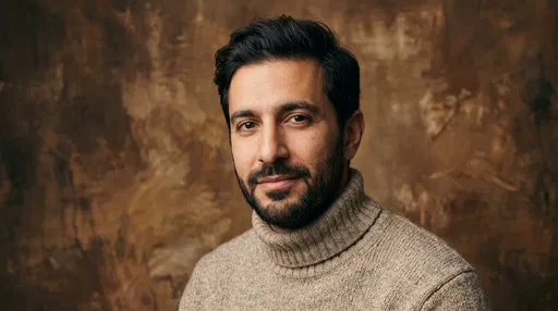 Studio Portrait of Bearded Man in Turtleneck