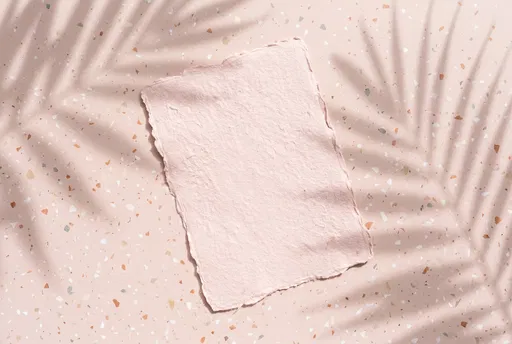 Pink Handmade Paper on Blush Terrazzo