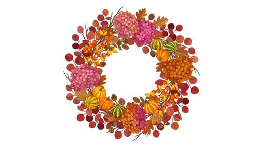 Autumn Floral and Gourd Wreath Clipart
