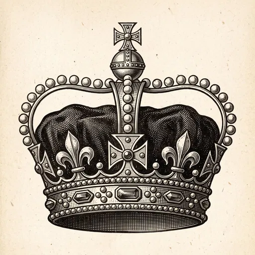 Vintage Engraved Heraldic Royal Crown Illustration